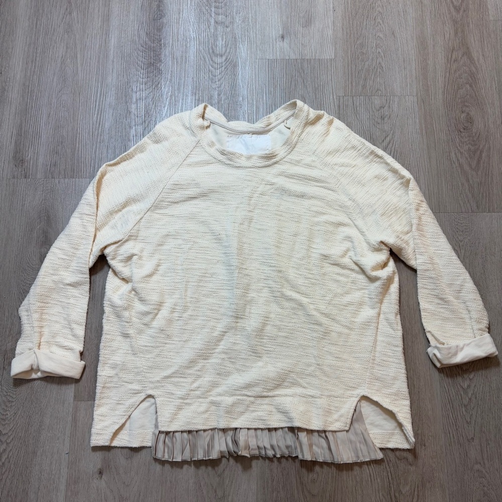 Undiscovered Eye‎ cream pleated trim cotton top M read
